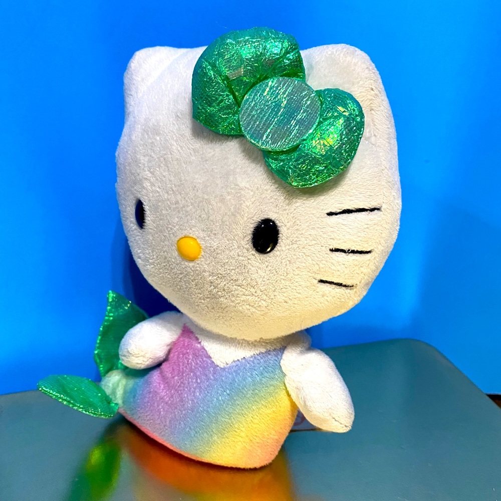 HELLO KITTY Ty BEANIE BABIES VTG 2013 RAINBOW MERMAID KITTY w/SPARKLY TAIL FIN